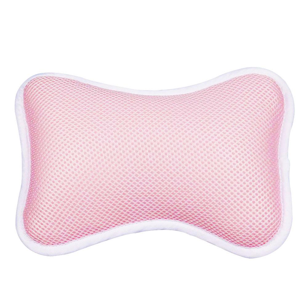 Newest Bath Pillow SPA Pillow with 2 Large Suction Cups Head Holder Nape Firmly Attaches to Bathtub #BW: Pink