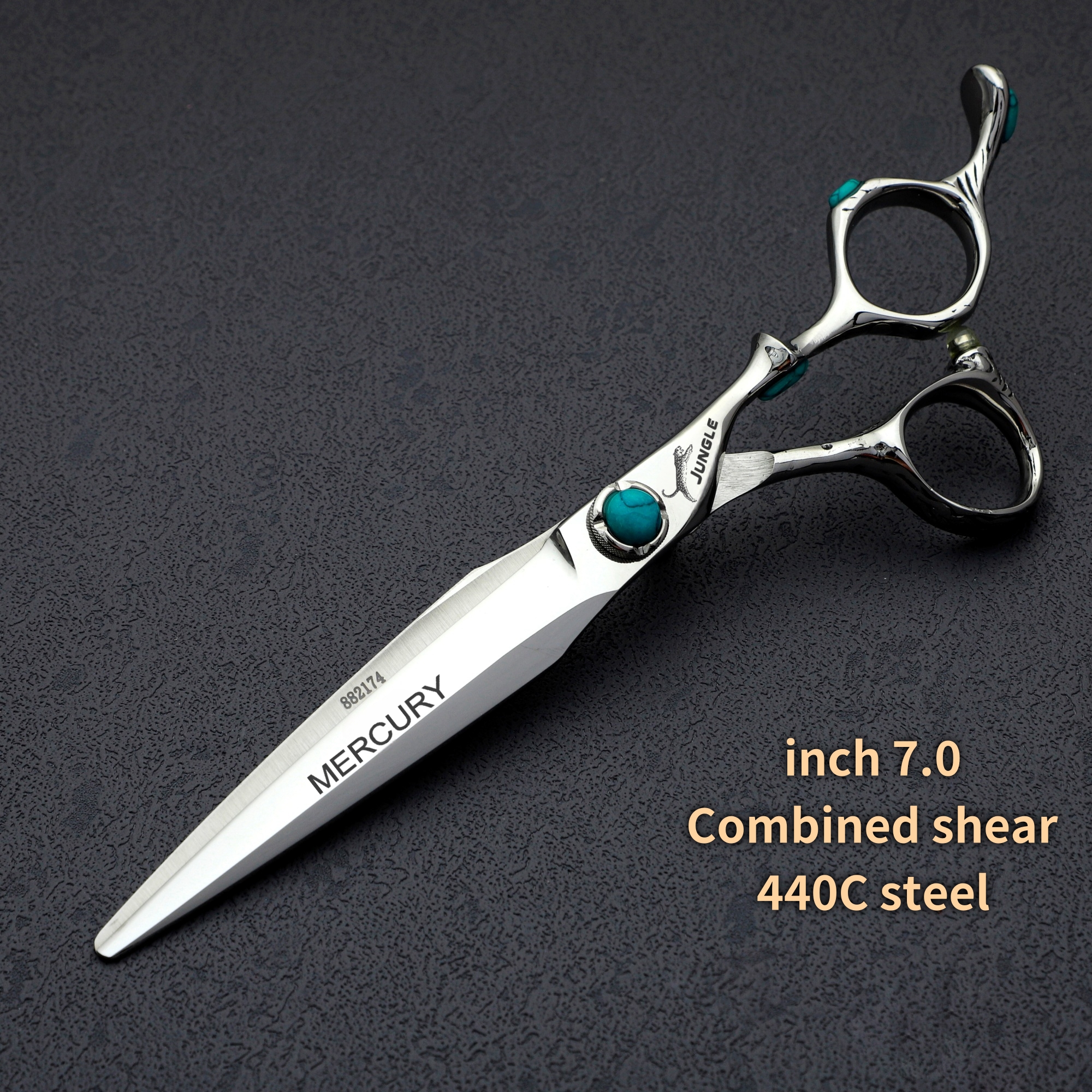 JAGU-professionele kappersschaar, dunner wordende schaar, 440C staal, salon hoogwaardige haarsnijgereedschappen, set van 5,5 tot 7,0 inch: Goud