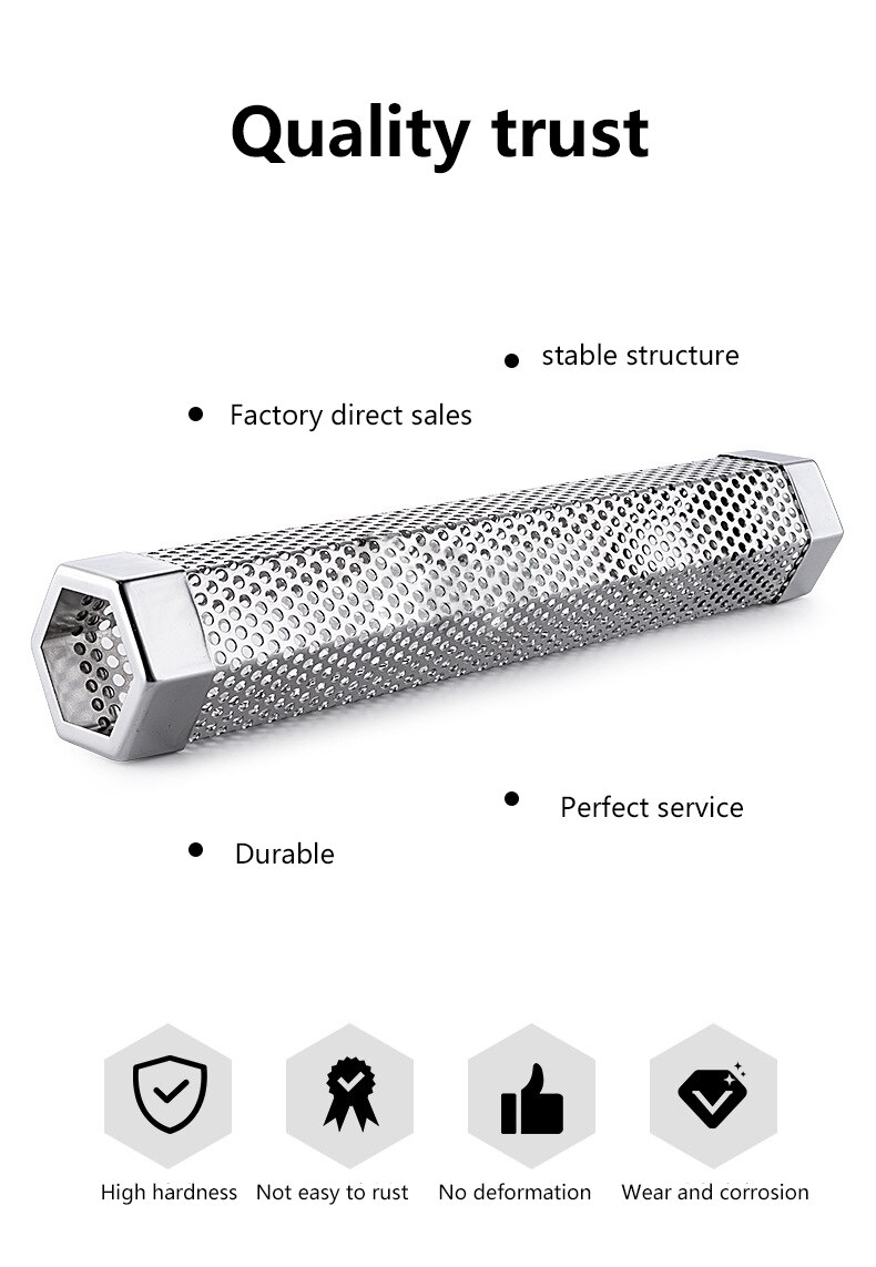 1pc Stainless Steel Smoker Tube BBQ Wood Pellet Smoke Box Charcoal Grill Meat Rhombus BBQ Grill Accessories Cold Smoke Generator