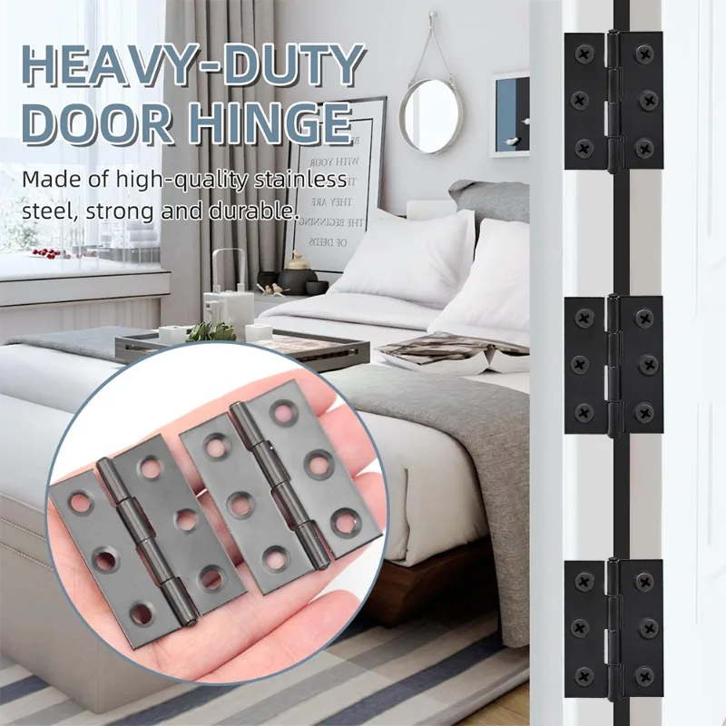 1–10 Stück schwarze Türscharniere, Edelstahl, Möbel-Stoßscharniere, Fenster, Schrank, Schublade, flache Scharniere, 2-Zoll-Türschließer, Hardware-Werkzeug