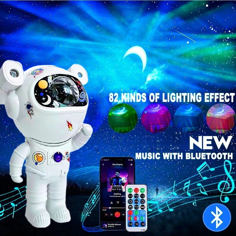 Bluetooth Astronaut Galaxy Projector LED Star Light Aurora Moon Effects Night Light Bedroom Ambiance Speaker Accessories