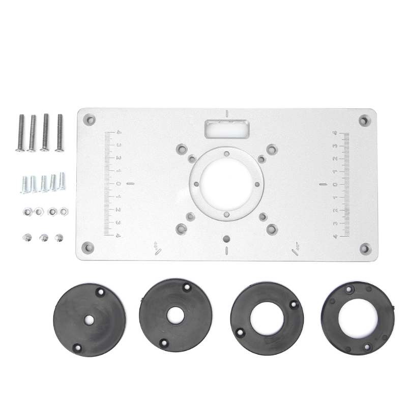 1 Set Router Table Insert Plate 700C Aluminum Router Table Insert Plate + 4 Rings Screws For Woodworking Benches