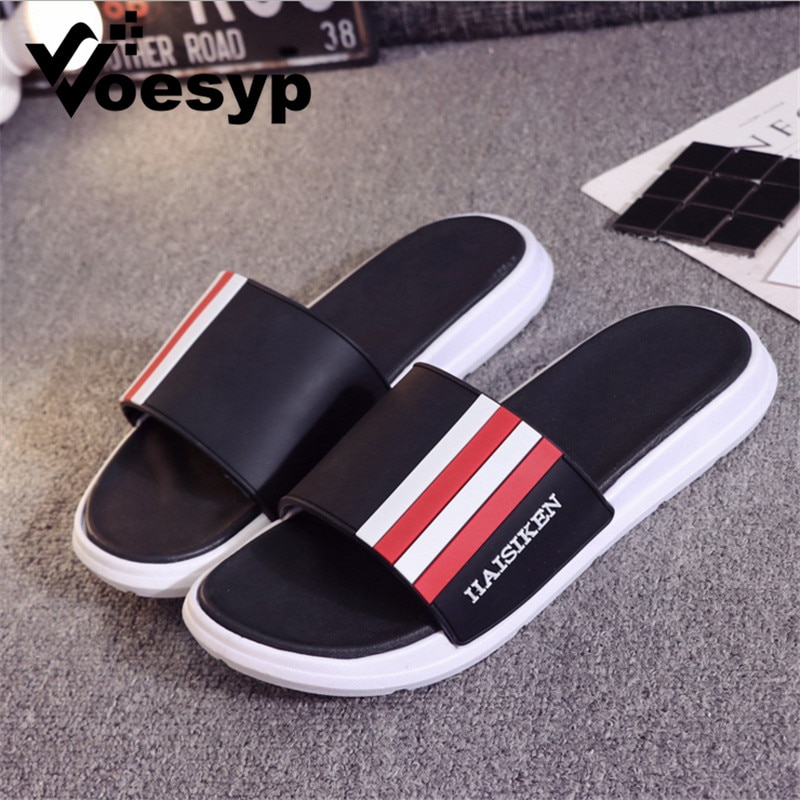 Tofflor män skor eva man kvinna par flip flops mjuka svarta röda ränder ledig sommar man chinelo masculino