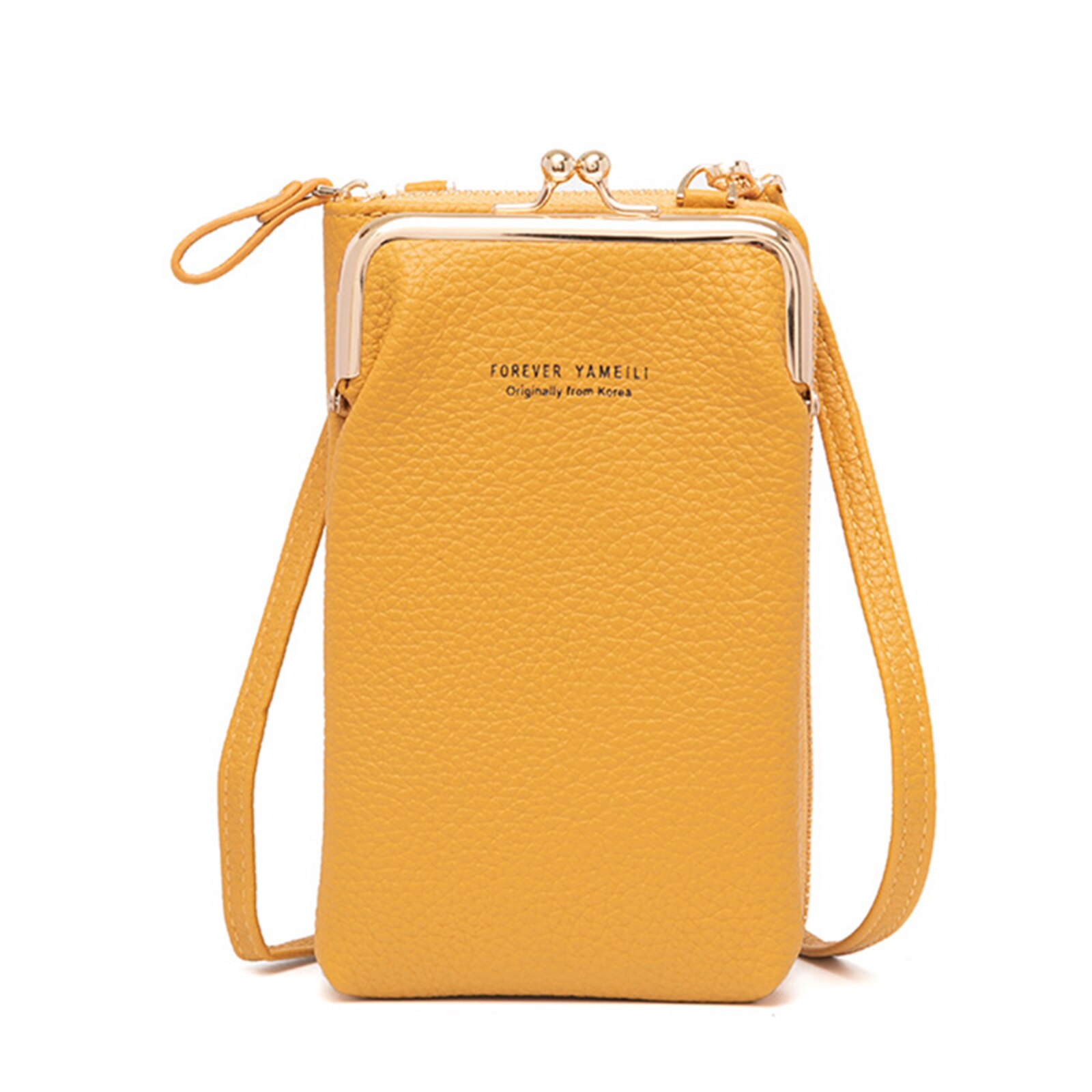 Vrouwen Kleine Telefoon Cross Body Purse Pu Leather Blocking Cross Body Mobiele Telefoon Tas Voor Vrouwen Met Rits &amp; lock: YELLOW