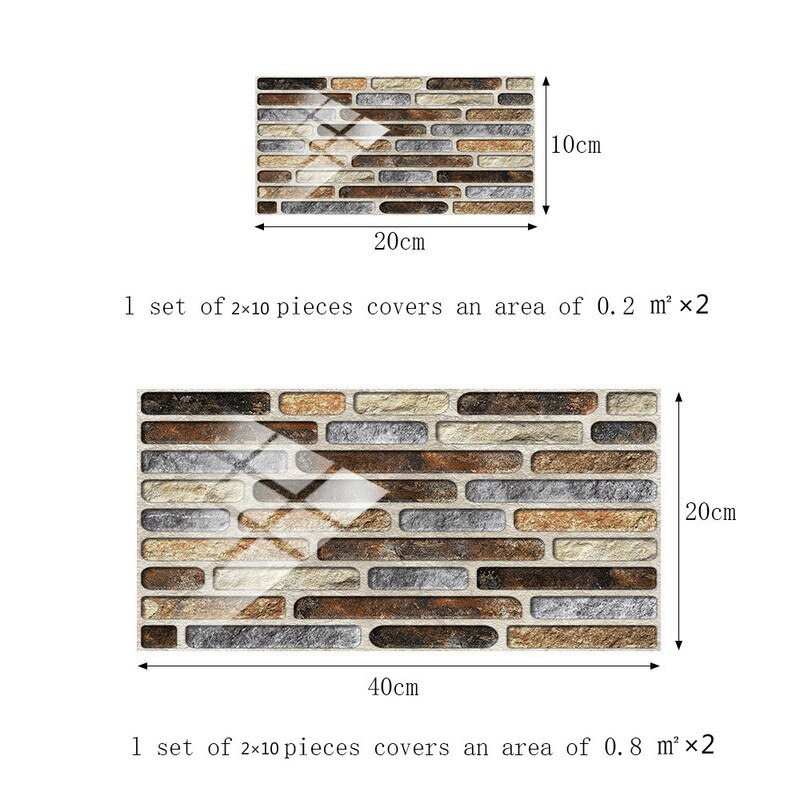 Retro Country Style Simulation Rectangular Tile Stickers Kitchen Bathroom Home Decoration Crystal Hard Piece Wall Stickers