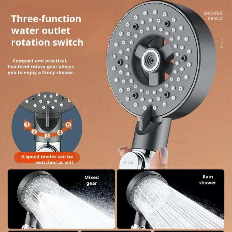 Household Super Shower Set Dechlorinating Light Luxury Booster Spray Shower Head High Pressure Bathroom Purifying Booster Spraye