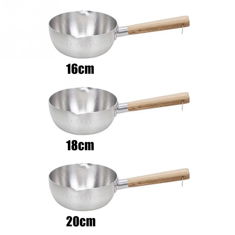 Opvarmning til hjemmet varmere non-stick mælkepande tude bærbar suppe damp madlavning sauce gryde træ håndtag køkken tilbehør fortykket hæld