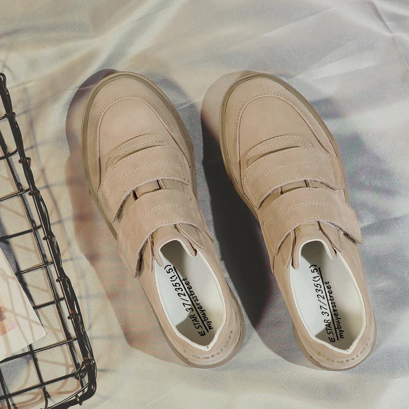 Damesko ensfarget krokløkke alle matcher lavt semsket skinn vanntette jente joggesko grunnleggende stil beige grå sko aa -347