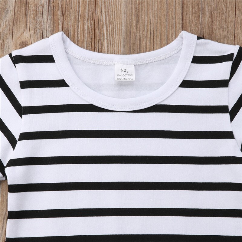 Summer Parent-child Family Matching Outfits Casual Short Sleeve Striped Dress Women Kids Girl Mother Daughter Family Clothes