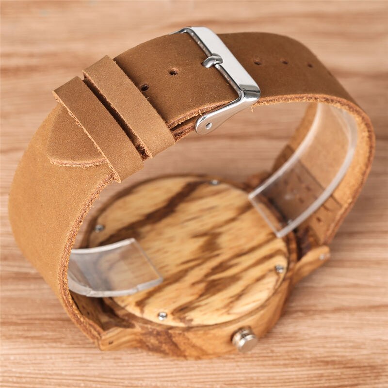 Houten horloge kwarts lichtgevende wijzers ijsbeer driedimensionale wijzerplaat natuurlijke houten horloges bamboe ebbenhouten klok herenhorloges