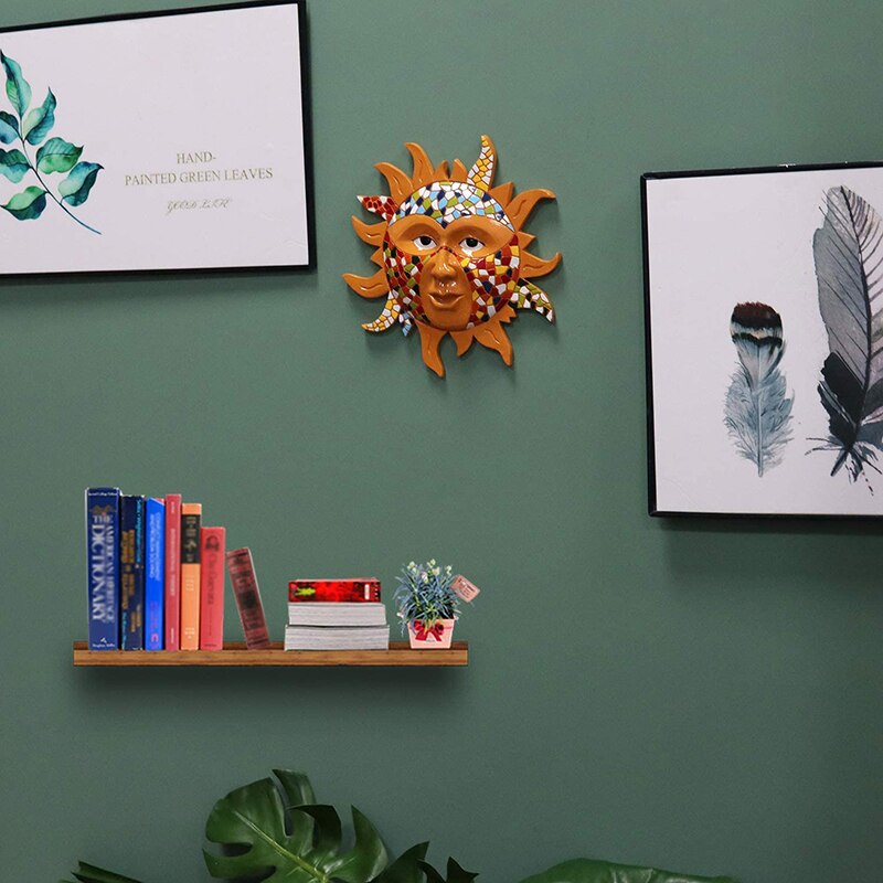 Metal Sun Wall Art Decoration Mosaic Sun Hanging Ornament for Home Living Room Garden Decoration C1