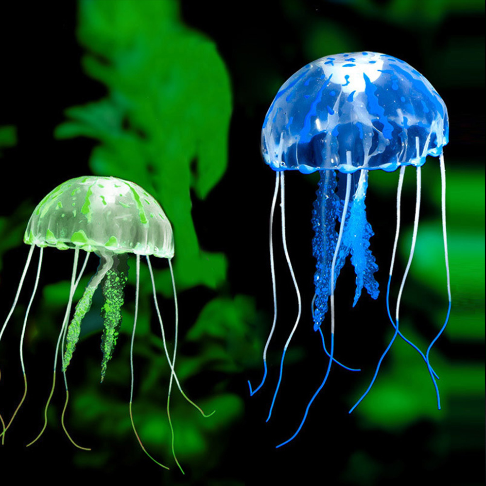 HILIFE 1pc Silikon Simulierte Quallen Aquarium Dekor Ornament Aquarium Dekoration glühend Künstliche lebendig Quallen