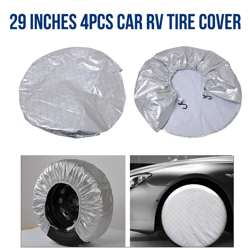 4PCS Useful 29" Wheel Tire Covers Waterproof Dustproof Sun Rain Snow Protector Truck Trailer RV Camper Motorhome Tire Covers