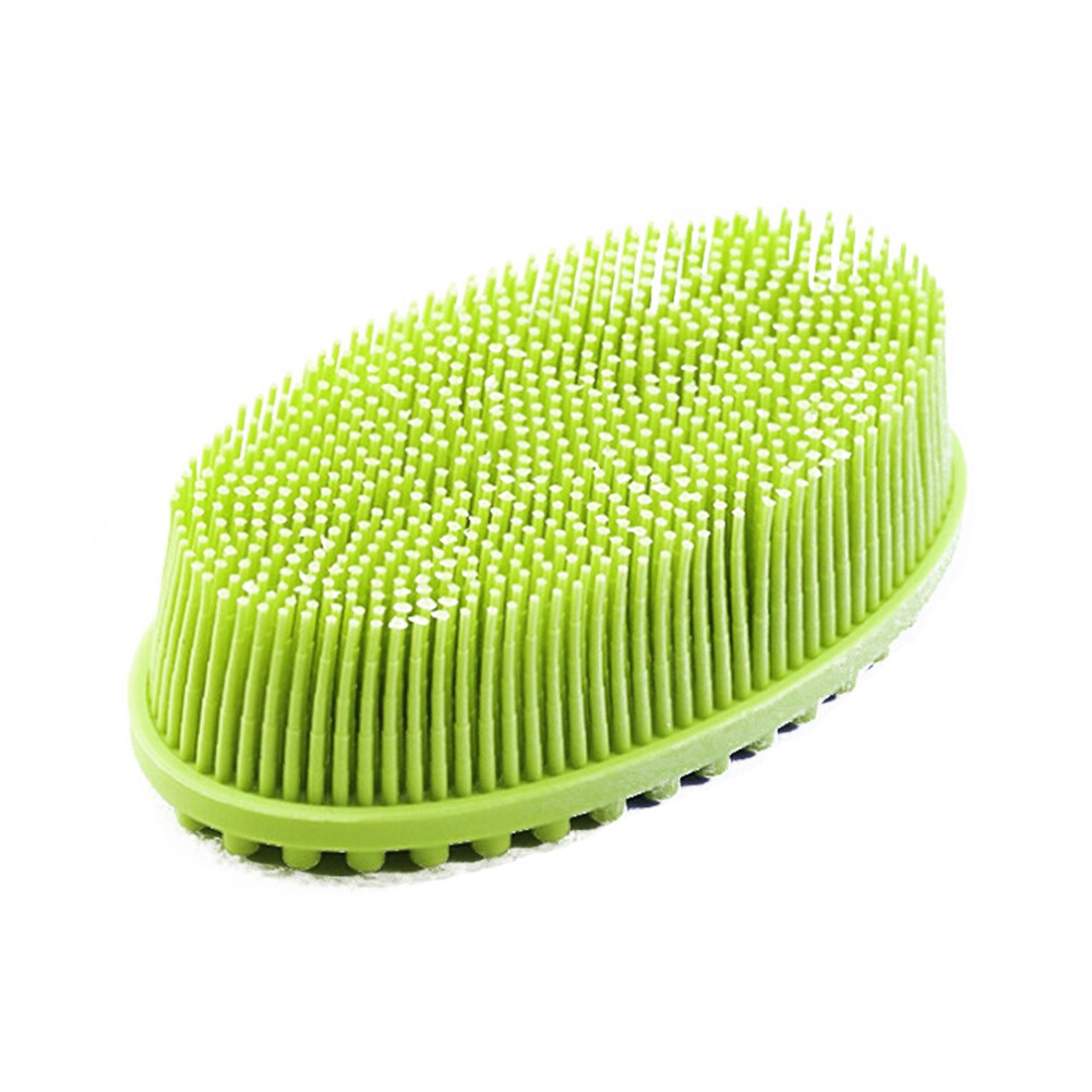 Puff bad krop børste bobler eksfolierende hjem silikone bruser skrubber badeværelse shampoo hoved massage blød hovedbund baby: Grøn