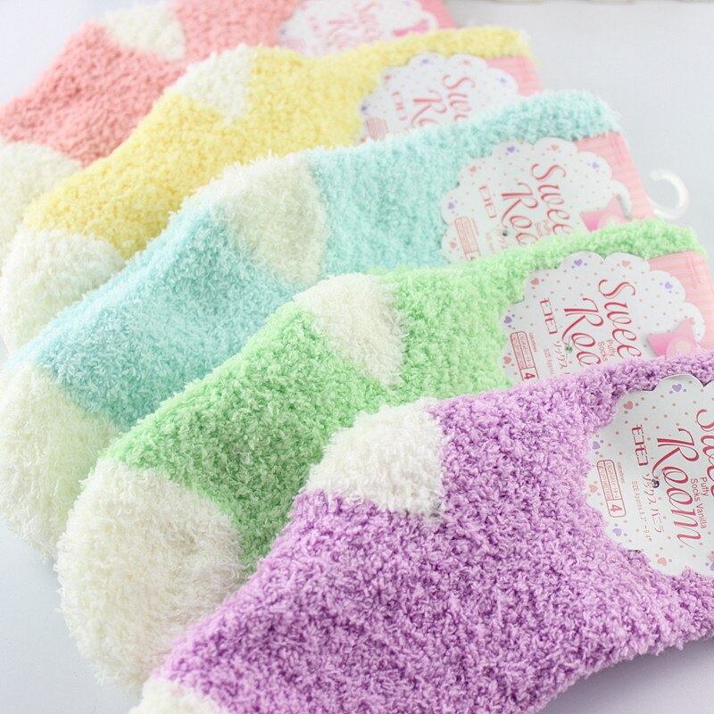 Winter Coral Velvet Warm Children Socks Candy Color Socks For Girls Boys Socks 0-3 Year Baby Socks 5 pairs / lot