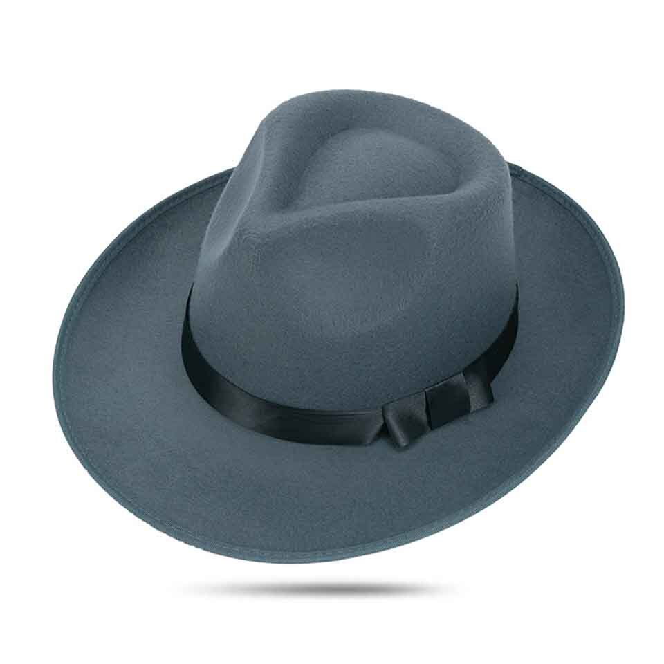 Solid Vilt Fedora Hoed Voor Mannen Brede Rand Dames Trilby Chapeu Vilten Hoed Vrouwen Mannen Jazz Hoed Kerk Godfather sombrero Caps: C0201-6