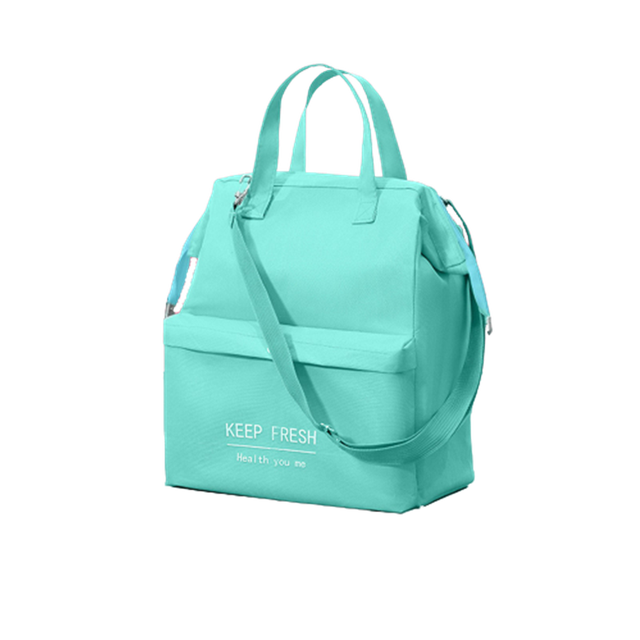 Foil Lunch Bags Macaron Waterproof Thermal Pack with Shoulder Strap Multifunctional Large Capacity Thickened Bento Handbag: Green / S