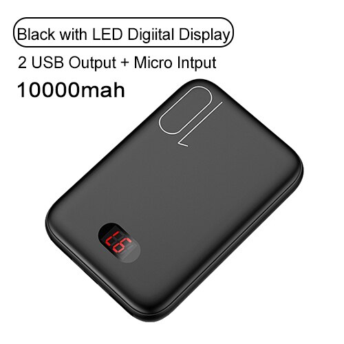 5000mAh Mini Power Bank for iPhone Samsung,USAMS External Battery Poverbank Ultra-thin powerbank Type C fast charging pover bank: Black 10000mah