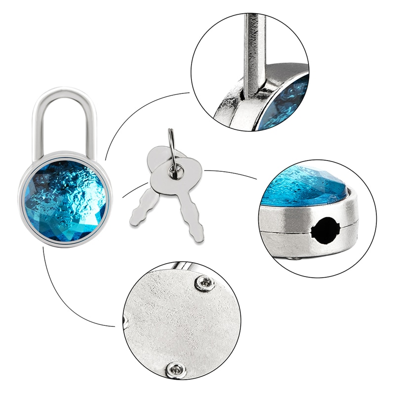 10pcs Blue Diamond Lock Shaped Mini Metal Padlock With Stainless Steel Keys For Suitcase Locks And School Gym