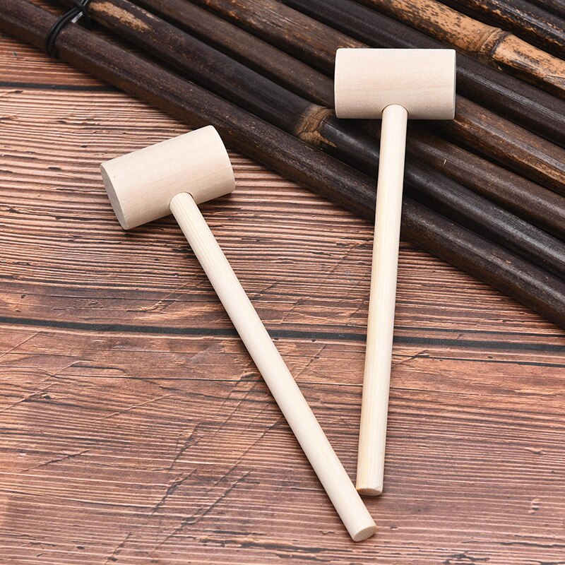 Mini martillos de madera maciza para niños, martillo para golpear pasteles, mazo, juguete educativo (Redondo), 5 uds.