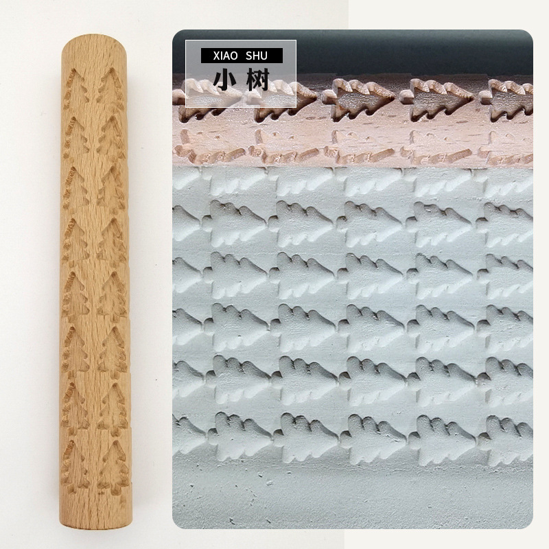 1 Stuks Aardewerk Klei Handgemaakte Houten Textuur Klei Rolling Bloem Stick Rolling Klei Steen Stok Boom Patroon Klei Tool: Small tree