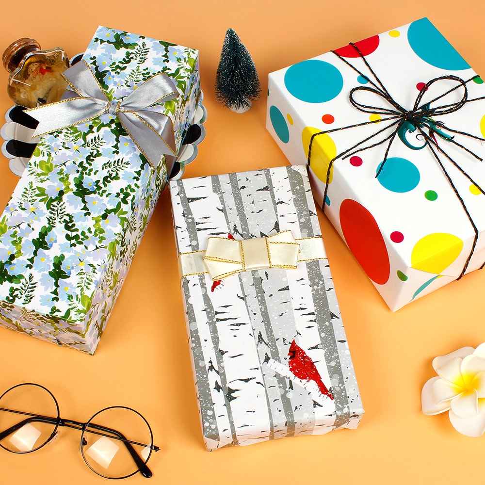 Omslagspapper bestruket papper isbjörn tecknad silkespapper prickad låda blomma scrapbook papper 50cm *76cm