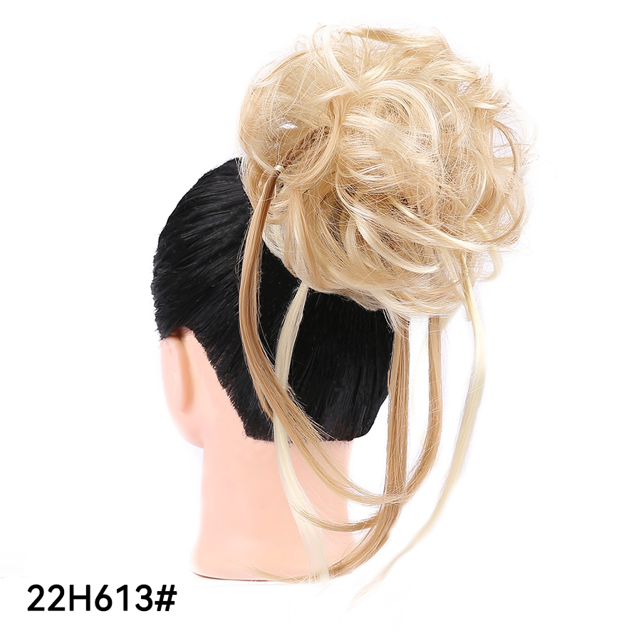 Messy Synthetic Hair Bun Scrunchy Donut Wavy Updo Elastic Scrunchie Hair Pieces Bridal Hairpiece Easy Bun Updos For Women Kids