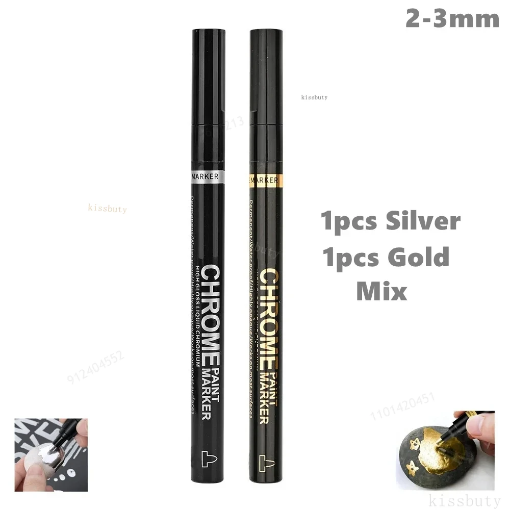 Rotulador de espejo cromado, rotuladores de pintura reflectantes DIY de 2mm, marcadores de espejo, marcador de plata cromado, arte de estilo de coche, 3/2/1 Uds.: Morado