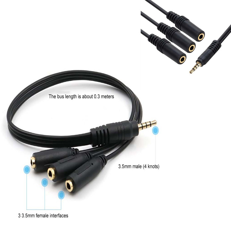 3.5mm 3 sposób Port Aux wielu słuchawki słuchawki Adapter ze splitterem Audio 3.5mm Jack rozgałęźnik HUB kabel Audio 1 męski na 3 żeński