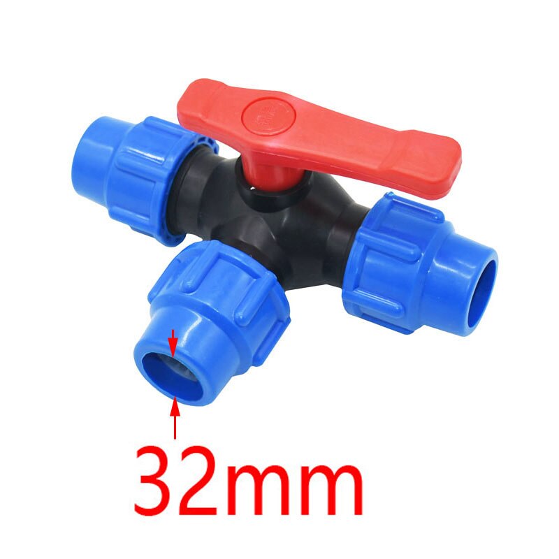 Separador de agua en T tipo DN25 DN32 DN40 DN50, grifo de jardín de 32mm, 40mm, 50mm, 63mm, tubo de pvc pe, conector de tubería de agua de 3 vías, 1 Uds.: 32MM
