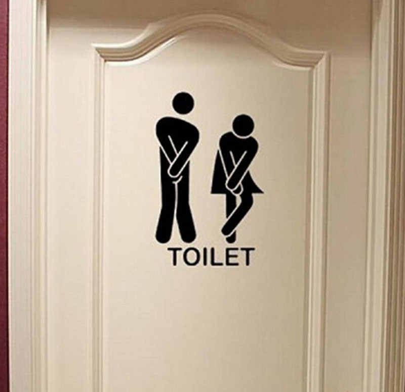 Sjovt toilet indgangsskilt mærkat vægmærkat til butikskontor hjemmecafé hotel diy aftagelig sød mand kvinde toiletdørklistermærker