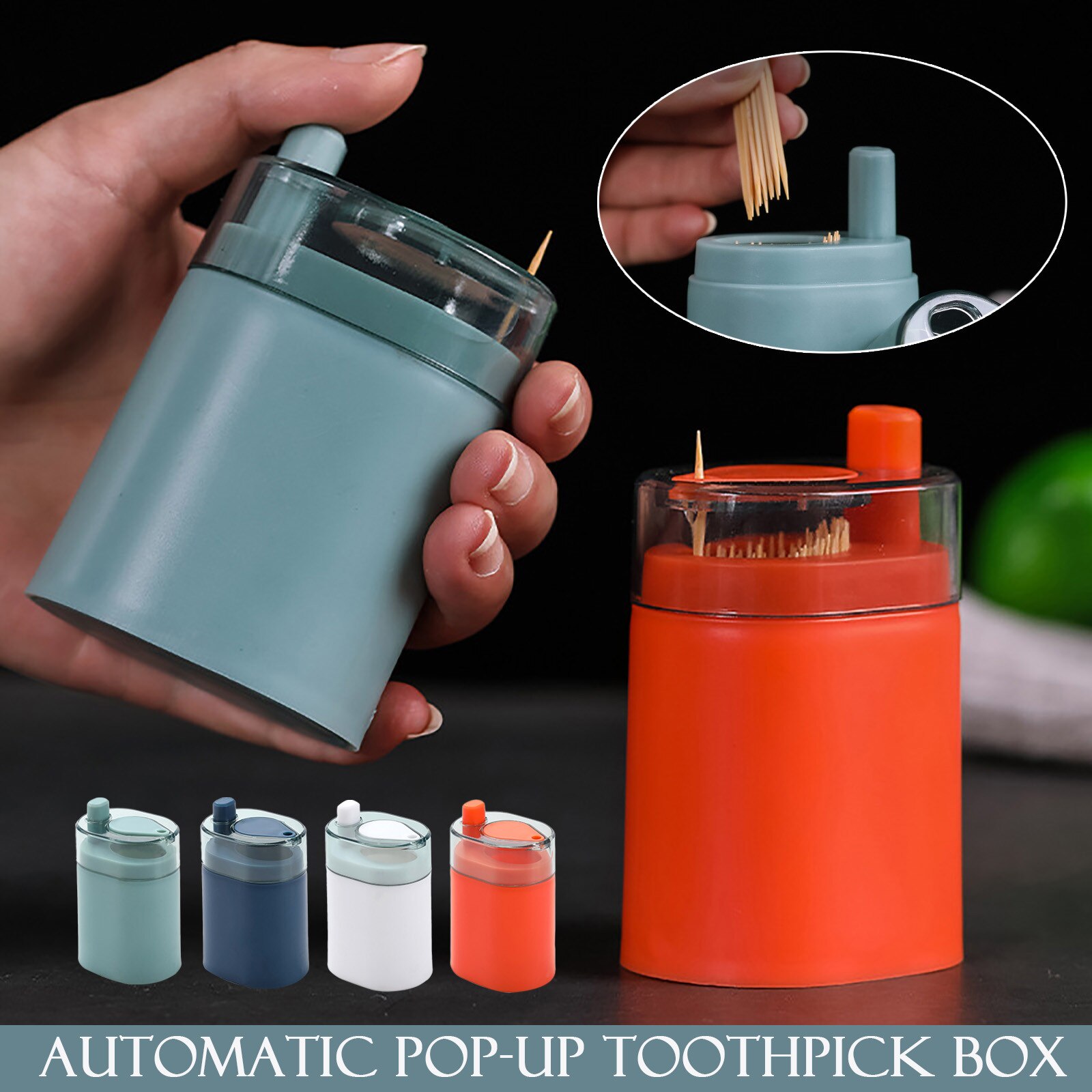 Automatische Pop-Up Tandenstoker Doos Draagbare Pop-Up Tandenstoker Houder Container Voor Restaurant Keuken Tandenstokers Dispenser