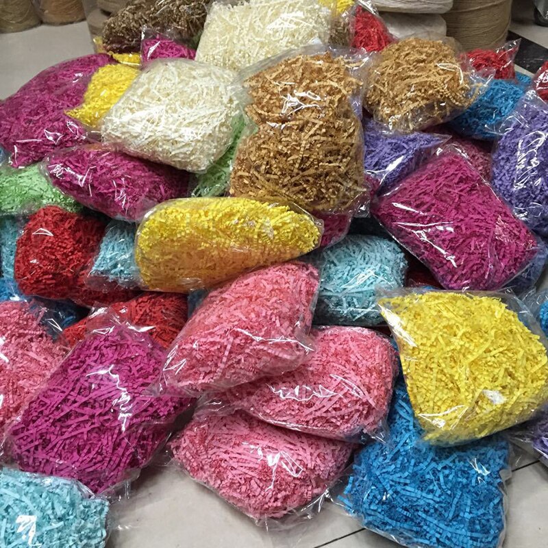 2 poser raffia strimlet krøllet papir konfetti boks fyllmateriale bursdag bryllupsfest rekvisita