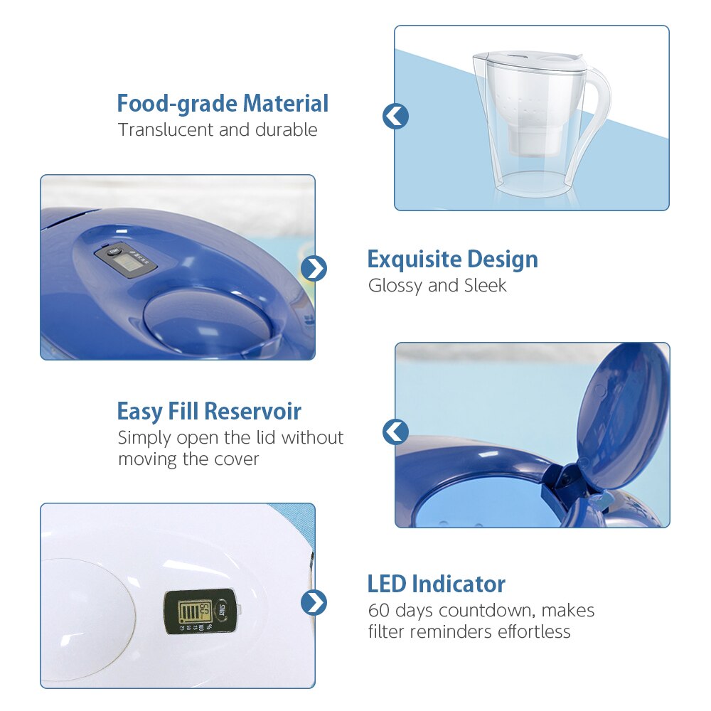 3.5L Water Pitcher Home Activated Carbon Net Kettle Office Water Purifier Food Grade Material Water Filter