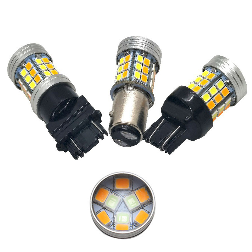 Zweifarbige T20-LED-Autolampe 7443 W21/5 W Glühbirne 1157 Bucht15D 45 SMD LED T25 3157 P27/7 W Auto-Canbus-Bremsleuchte DRL-Blinker