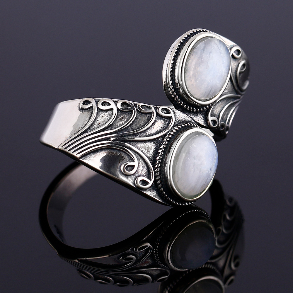 925 sterling silver natural moonstone rings for men and women, creative elegant jewelry, party birthday accessories