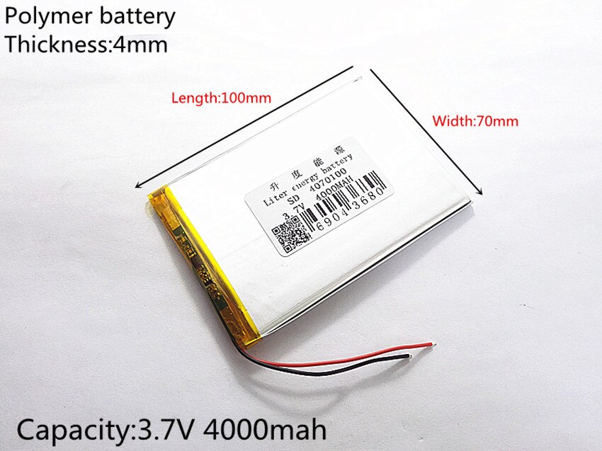 Liter energibatteri 3.7v 4000 mah 4070100 lithiumpolymerbatteri med beskyttelseskort til mid 7 tommer tablet pc
