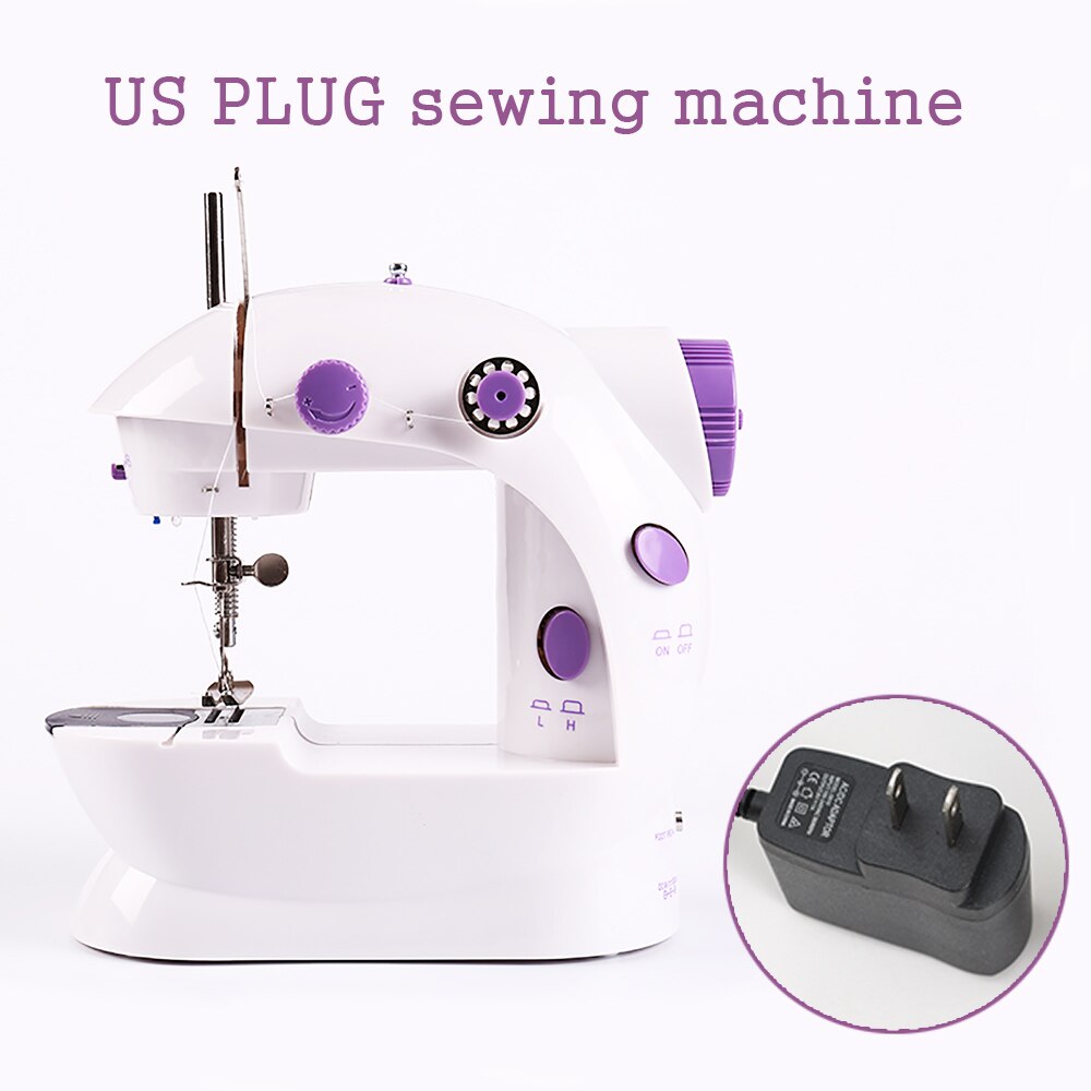 Machine à coudre Mini manuelle, Portable, Assistant domestique, électrique, double vitesse, réglage avec veilleuse, couture d'aiguilles: US PLUG
