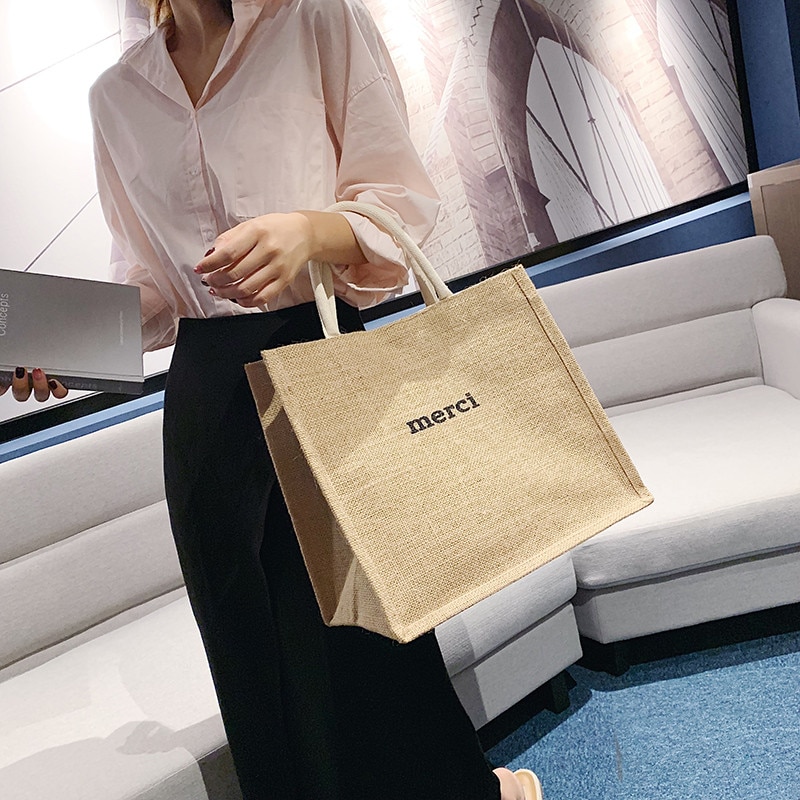 sac à main tissé pour femme sac à bandoulière Simple sauvage Portable diagonale grande capacité pochette voyage sac de plage lin femme