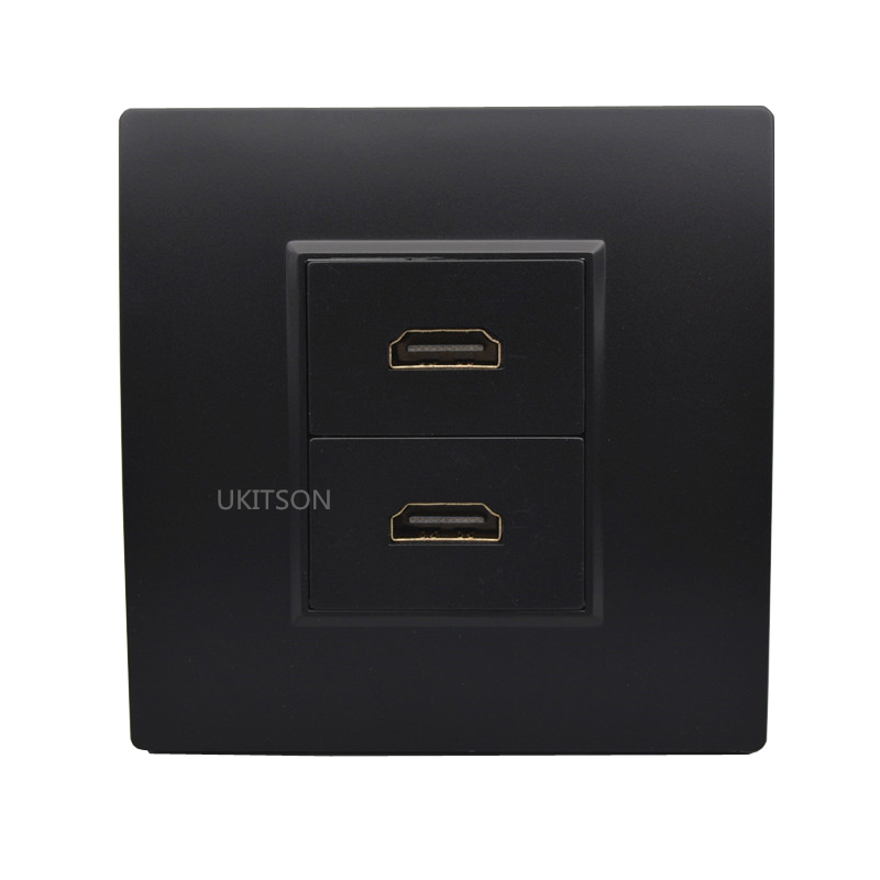 2 porte sort farve hdmi frontplade 86mm high definition multimediegrænsefladestik til dvd hd tv projektor stik vægpanel
