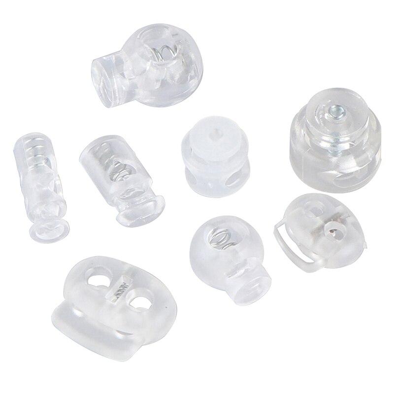 Plastic Cord Locks Stopper Cord Ends Toggles Clip Buckle Transparent Clear Frost Shoelace Sportswear DIY Bag Accessories 10pcs