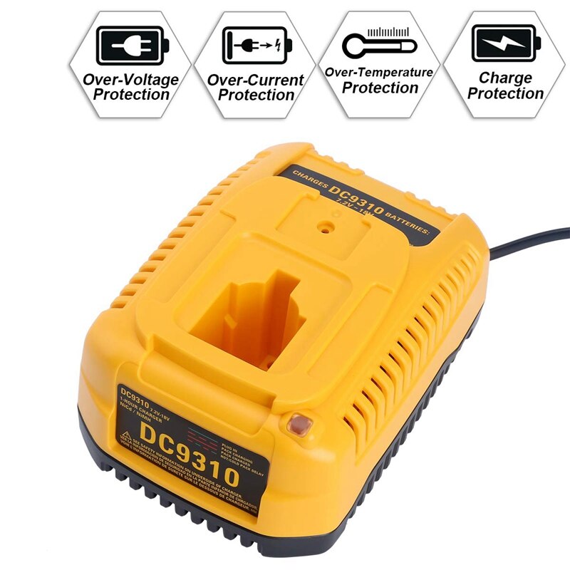 Dc9310 hurtigoplader til dewalt 7.2v-18v xrp ni-cd ni-mh batteri  dc9096 dc9098 dc9099 dc9091 dc9071 de9057 dw9096 dw9094 dw9072, u