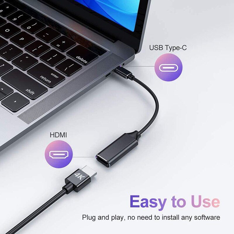 Adaptateur TV USB C vers HDMI, câble HDMI 4K pour/Samsung Galaxy /Huawei Mate 20 P20 Pro type-c vers USB HDMI