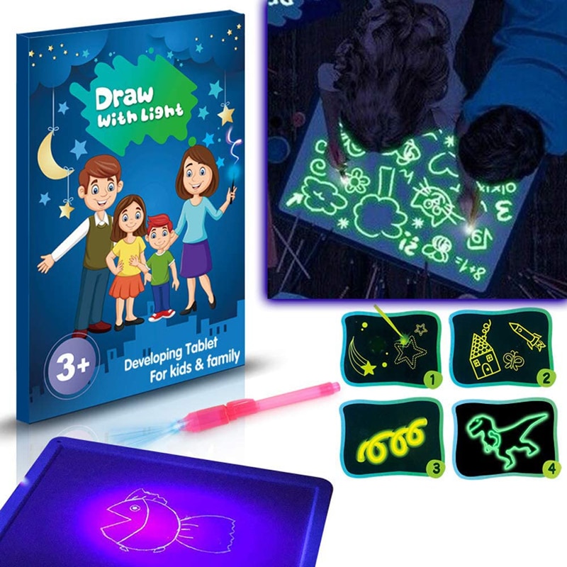 Magnetische Tekening Tablet Trekken Met Licht-Fun Board Pad Voor Kinderen Glow Led Kind Schetsblok Grappig Speelgoed Doodstage Licht tekening Fun