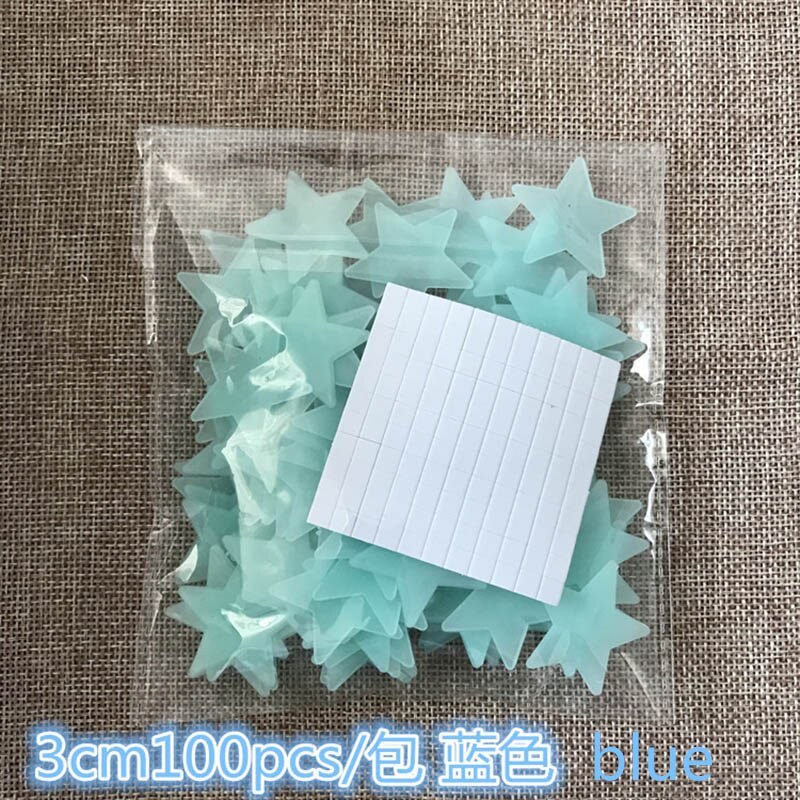 50 stücke 3D Sterne Wand Aufkleber Glow In The Dark DIY Leuchtende Leuchtstoff Aufkleber Für Kinder Baby Zimmer Schlafzimmer Decke wohnkultur: 3cm  blue