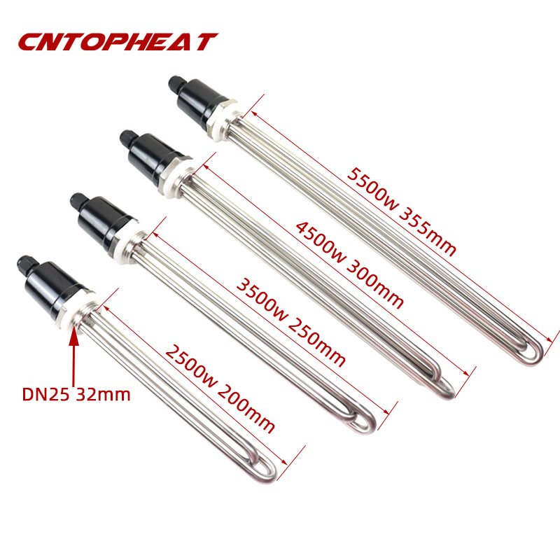 DN25 220v Water Heating Element SUS304 Immersion Heater 1"BSP 32mm Thread Tubular Heat Pipe 2.5kw/3.5kw/4.5kw/5.5kw