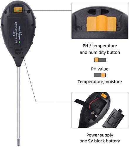 Testeur de sol 4 en 1, ph-mètre numérique, outil de mesure de la lumière du soleil, de l'humidité et de la température, pour jardin, ferme et pelouse