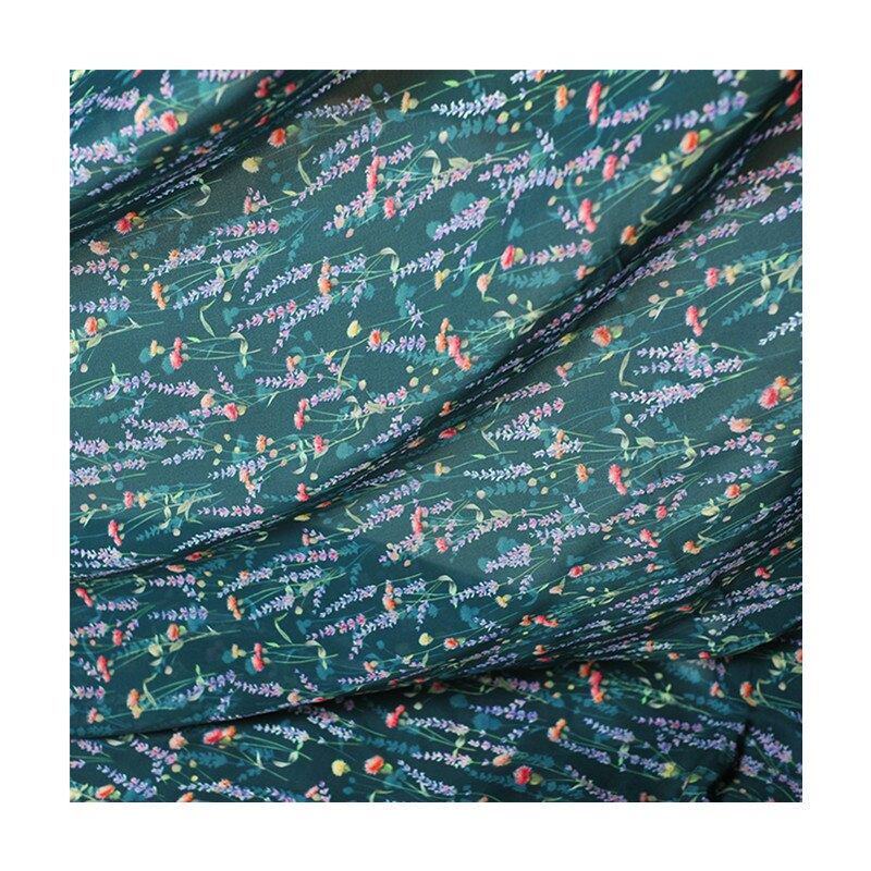 Natural silk double joe fabric cloth per meter 16mm 140 cm wide lavender printed anti-wrinkle clothing shirt dress fabric