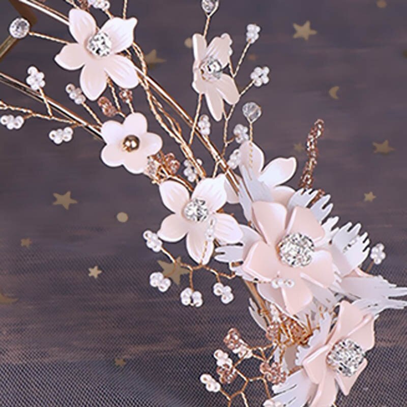 Bridal Wedding Headwear Set Exquisite Bright Crystal Beads Hairband Headband Long Tassels Flower Earrings Women Tiaras