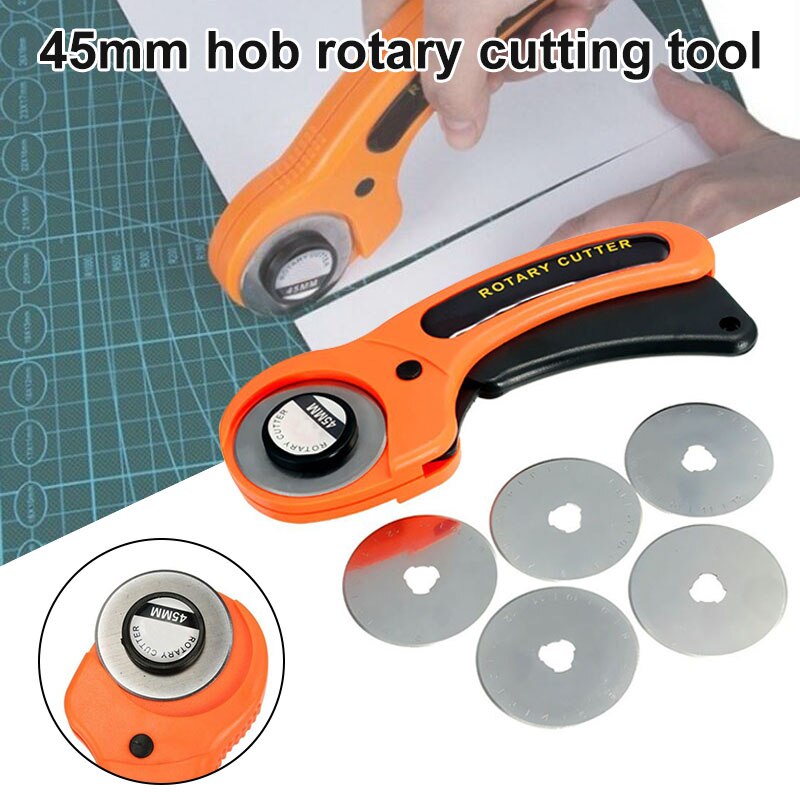 45mm Rotary Fabric Cutter with 5 Extra Blades for Quilting Sewing FP8